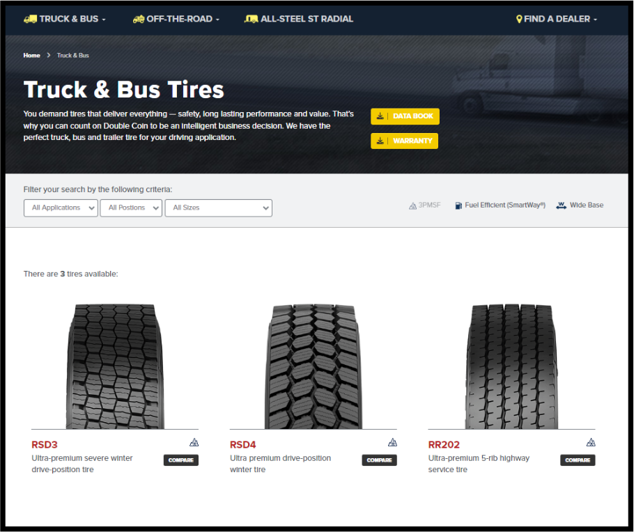 3PMSF truck tires web page